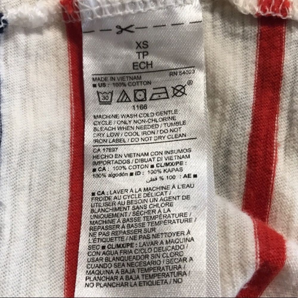 Old Navy XS Striped Red, White, & Black Cotton Top - Picture 3 of 4